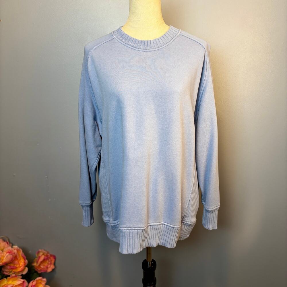 Aerie Oversized Sweatshirt Periwinkle Blue Terry Cloth XS Long Sleeve Scoop